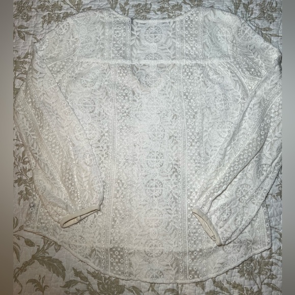 Theory Silk Lace Embroidered Top Shirt Blouse, size small, BohoChic Feminine - Picture 13 of 15